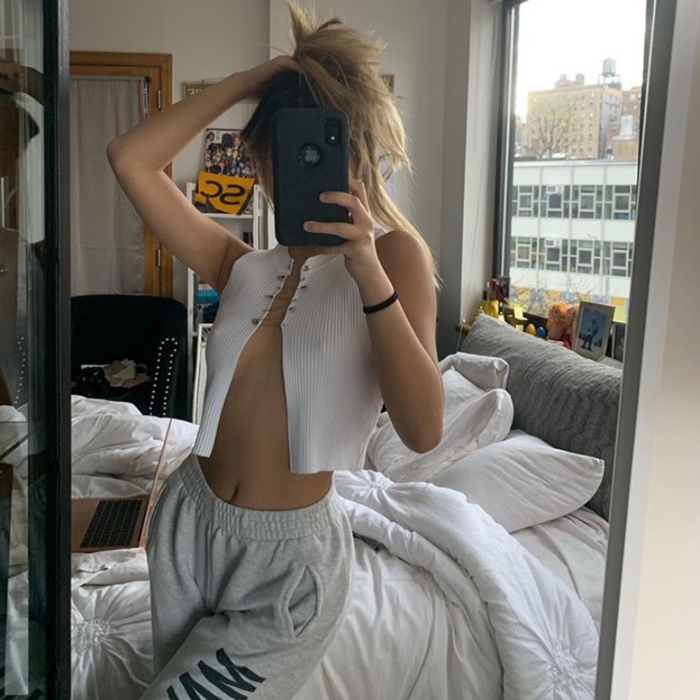 DIY white tank with safety pins